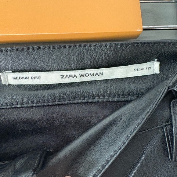 Zara Trf S Small Faux Leather Biker Pants Black Zipper biker core - Picture 6 of 12